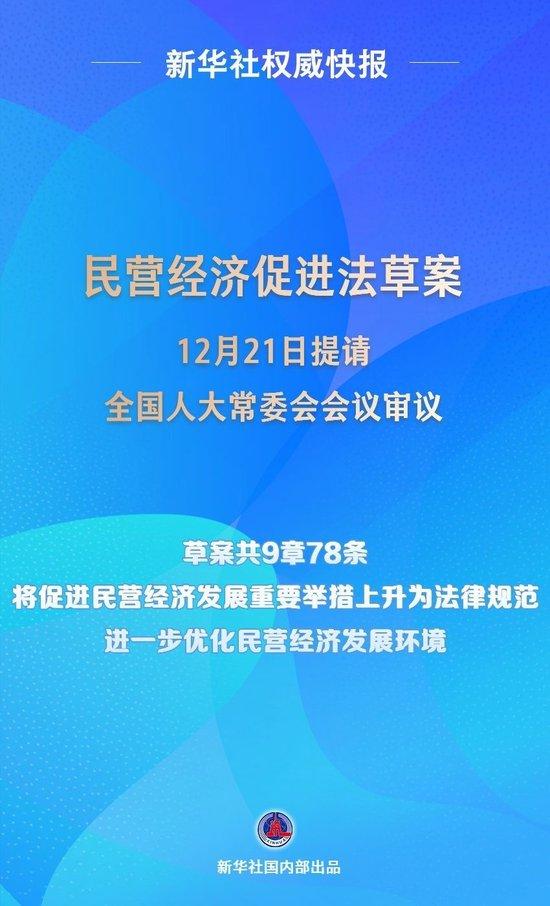 民营经济促进法草案提请全国人大常委会会议审议